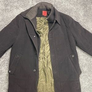 Cole Haan Mens Signature Collared Long Sleeve Overcoat Jacket Brown Espresso